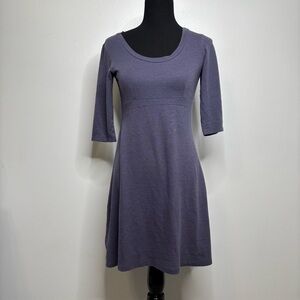 Horny Toad Purple 3/4 Sleeve Fit Flare Dress Small Tencel Lyocell Travel Casual